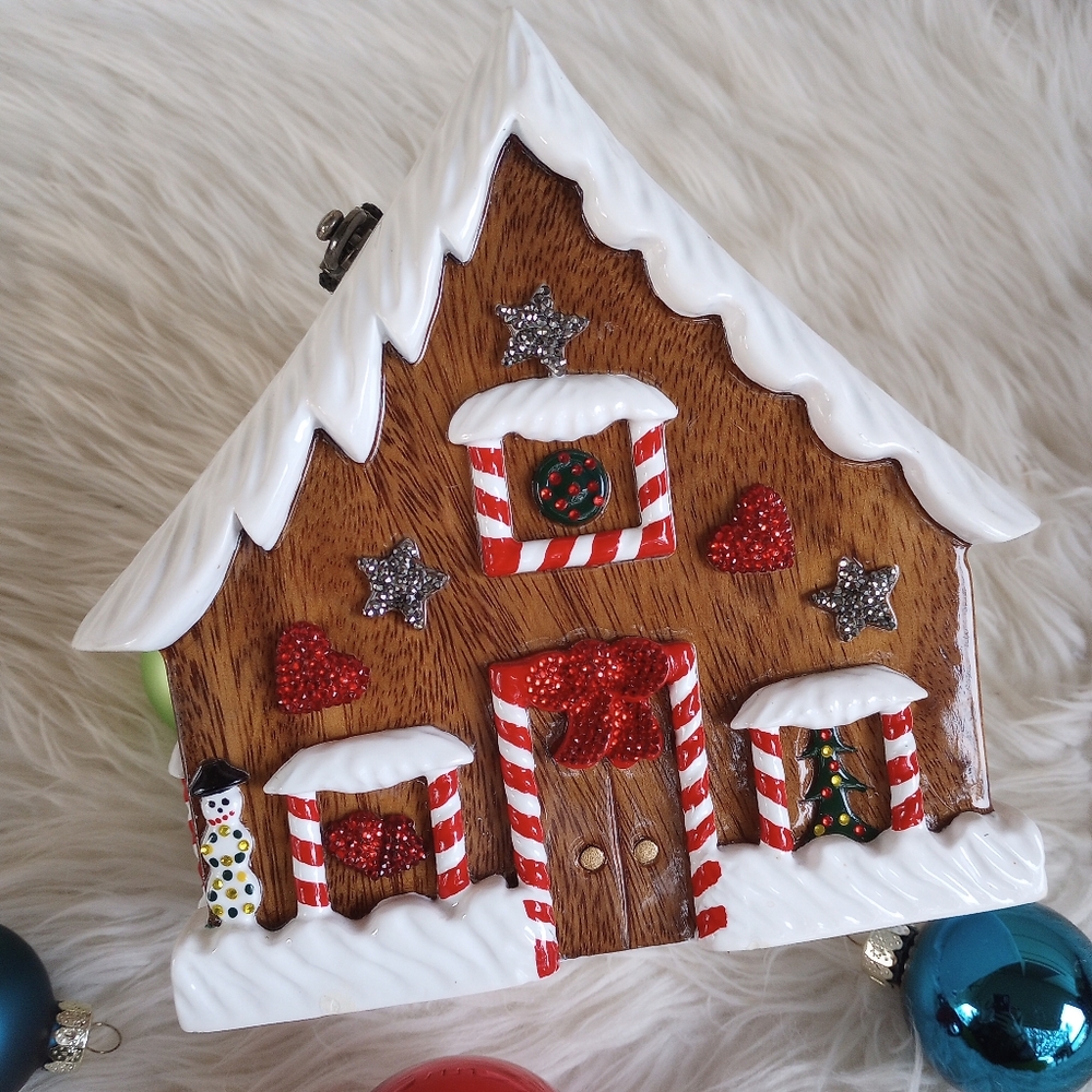 Timmy Woods Wooden Christmas Gingerbread House Crossbody Bag